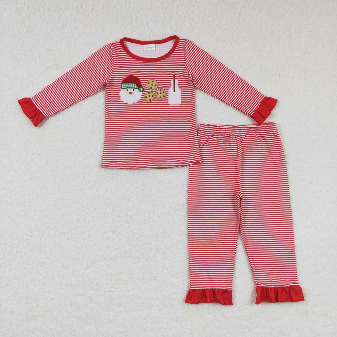 RTS Sibling baby girls clothes Christma Embroidery Santa long sleeve pants sets and rompers and dress and top