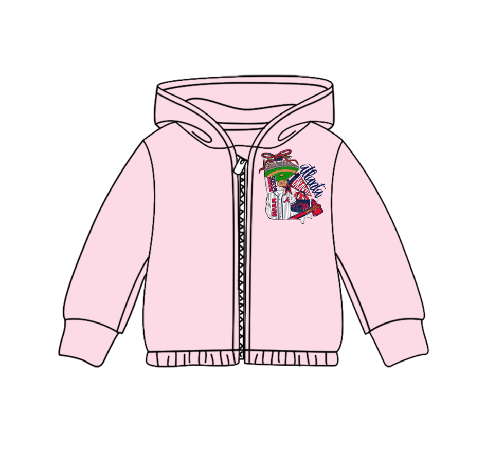 Custom moq 5 mix size milk silk baby girls clothes team pink hooded long sleeve top-25.8.4
