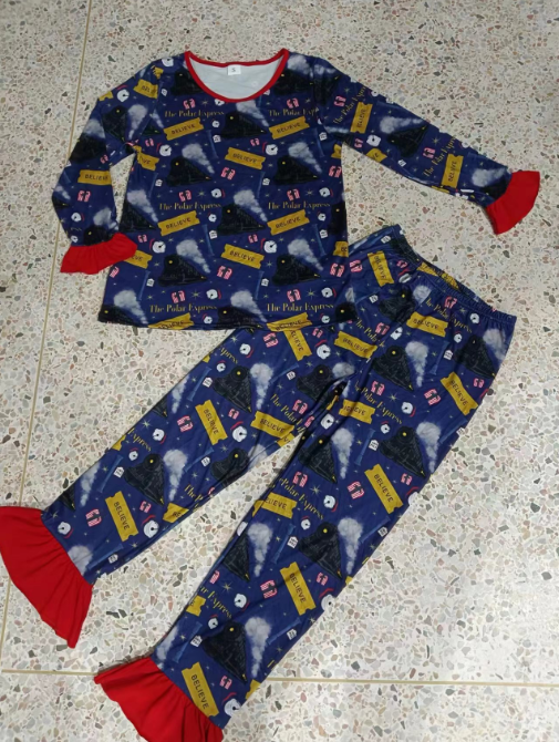 Custom moq 3 eta 6-7weeks Black train nameplate, red pleated loose cuffs, blue adult long-sleeved suit