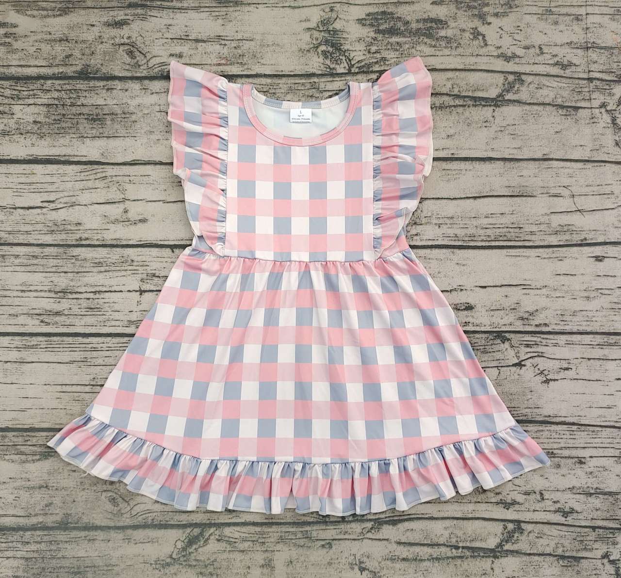 Powder Blue Plaid Flying Sleeve Dress