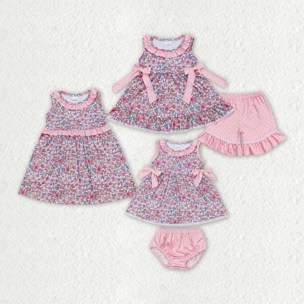 RTS GSD0935 Floral Pink Lace Sleeveless DressGBO0313+GSSO0789
