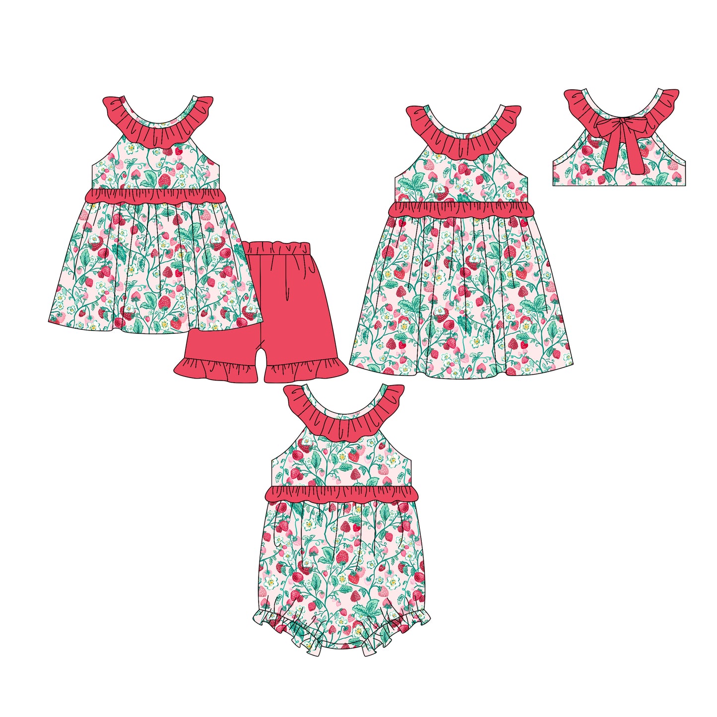 25.12.25 custom each style moq 5 eta 6-8week Sibling Sister baby short sleeve shorts sets and romper and dress match design