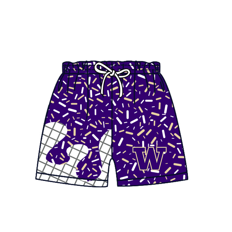Custom moq 5 mix size milk silk summer teams Camo Hooded Short Sleeve Top Shorts Set Ice Cream Drips Purple Hooded Top with Matching Shorts For Kids