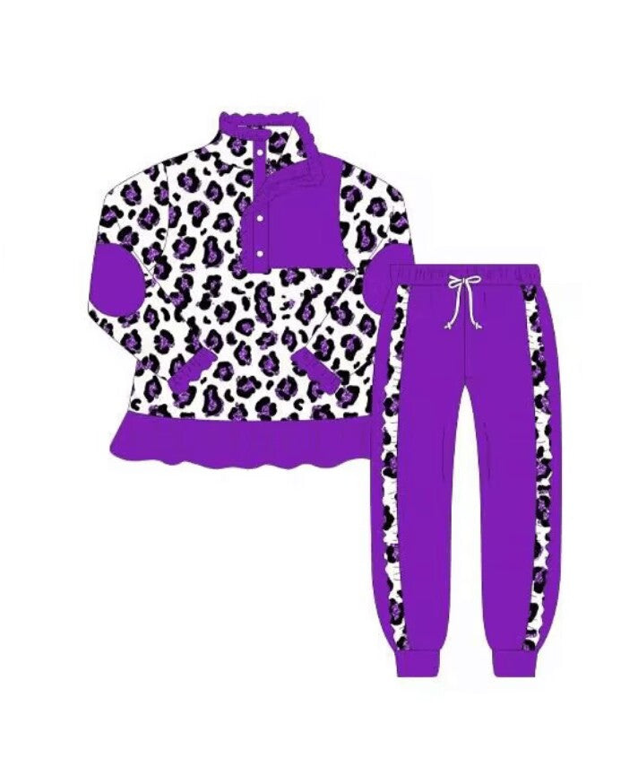 5.20custom each style moq 5eta 4-5week Leopard print different colors Long sleeve trousers suit series