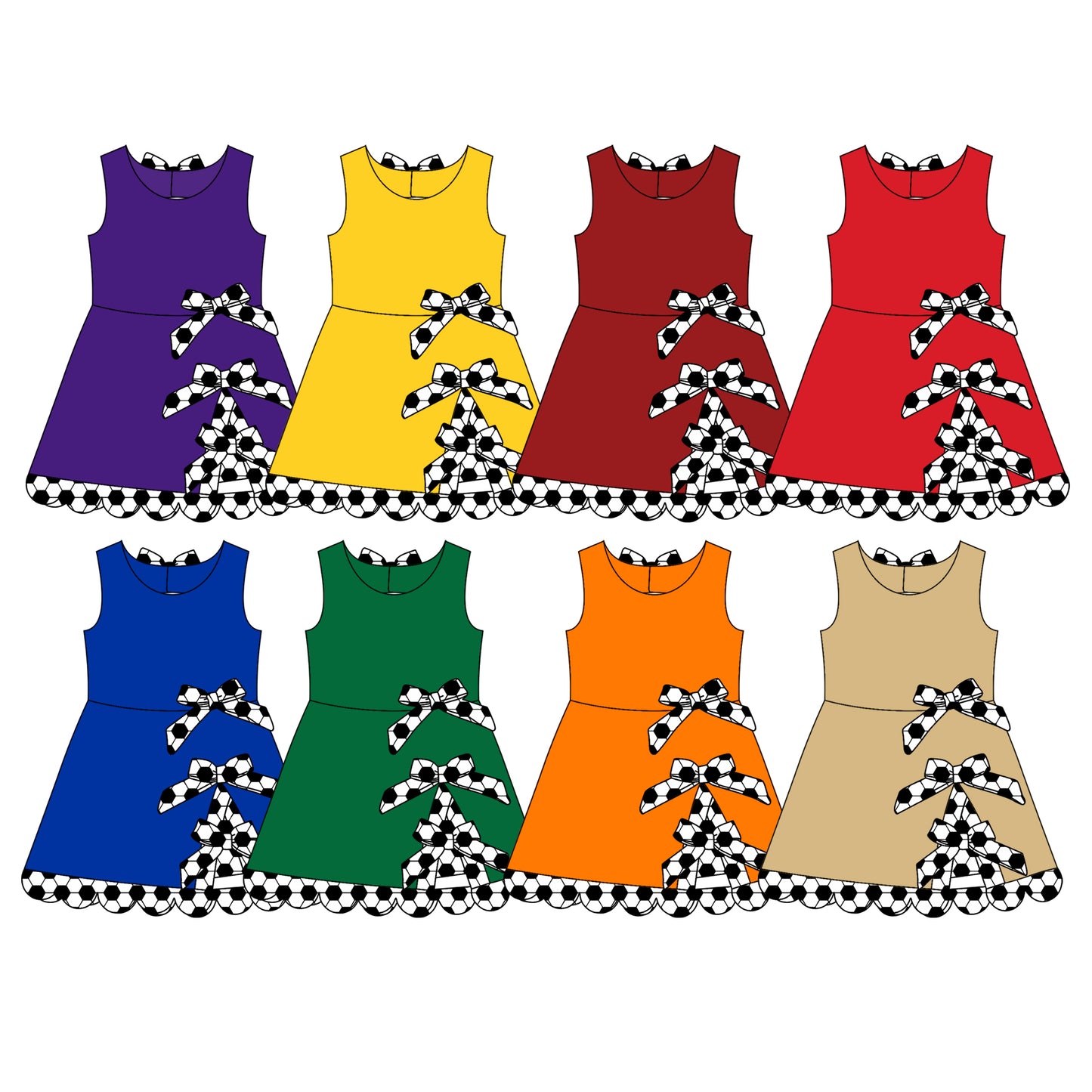 3.26 Custom moq 5 mix size Sibling Baby Girl Solid Color Sleeveless Scallop Knee Length Dresses