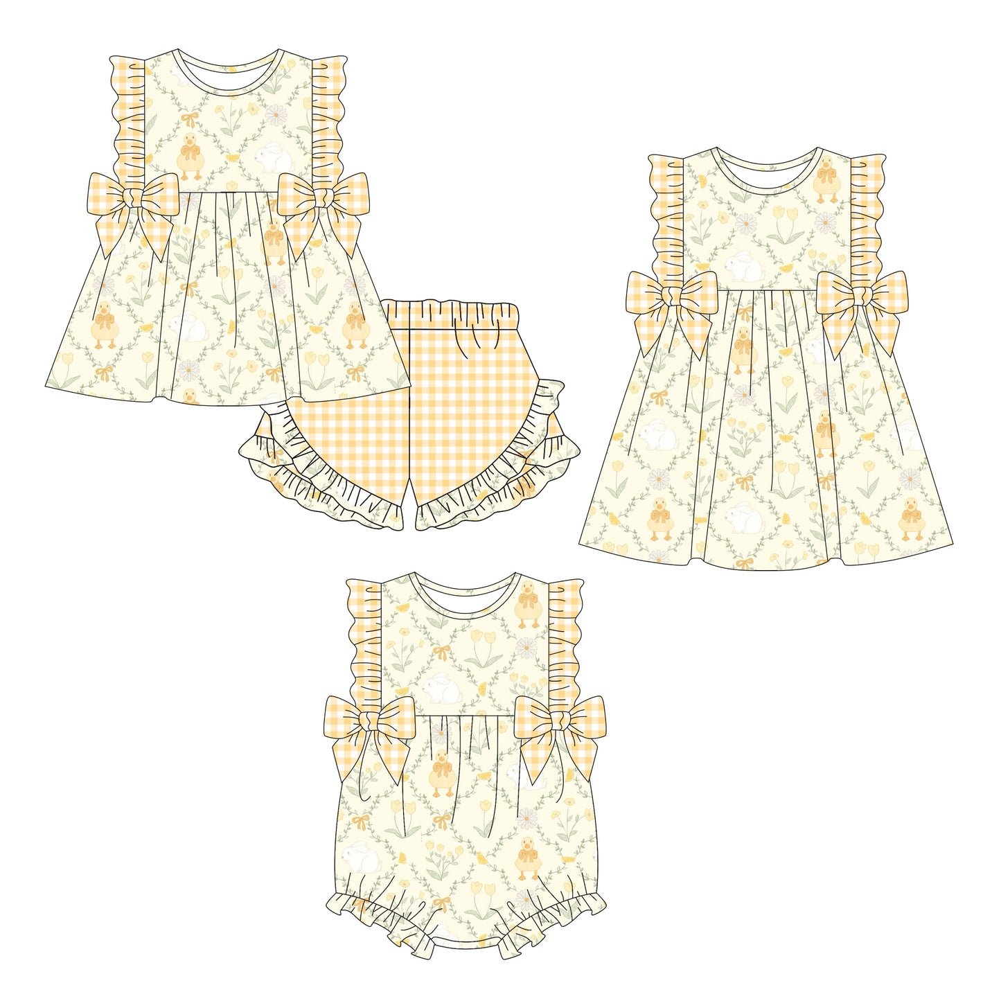 26.1.5 custom each style moq 5 eta 6-8week Sibling Sister baby short sleeve shorts sets and romper and dress match design