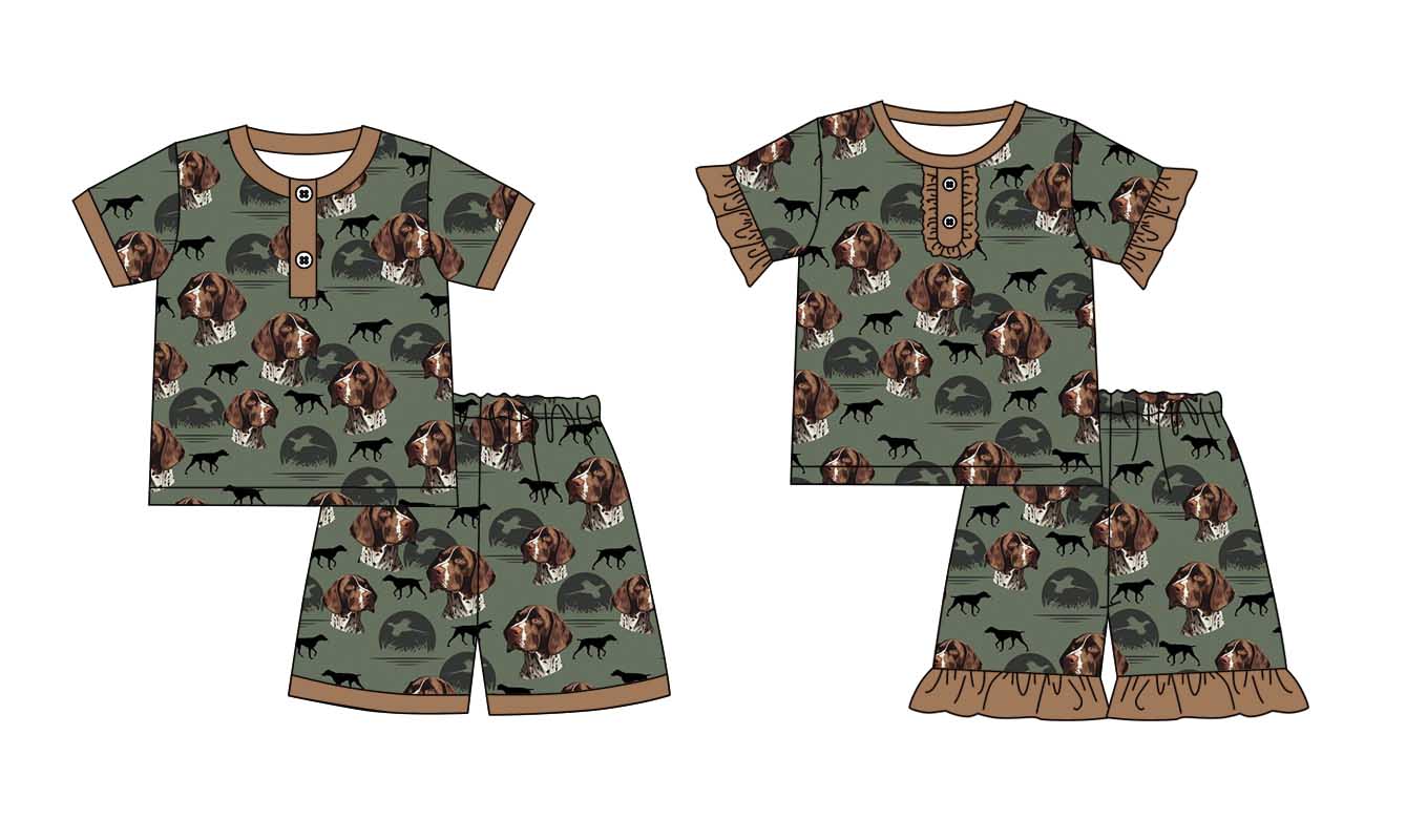 11.1 custom each style moq 5eta 4-6week Sibling Sister puppy baby girl short sleeve shorts sets 1 and sets 2 match design