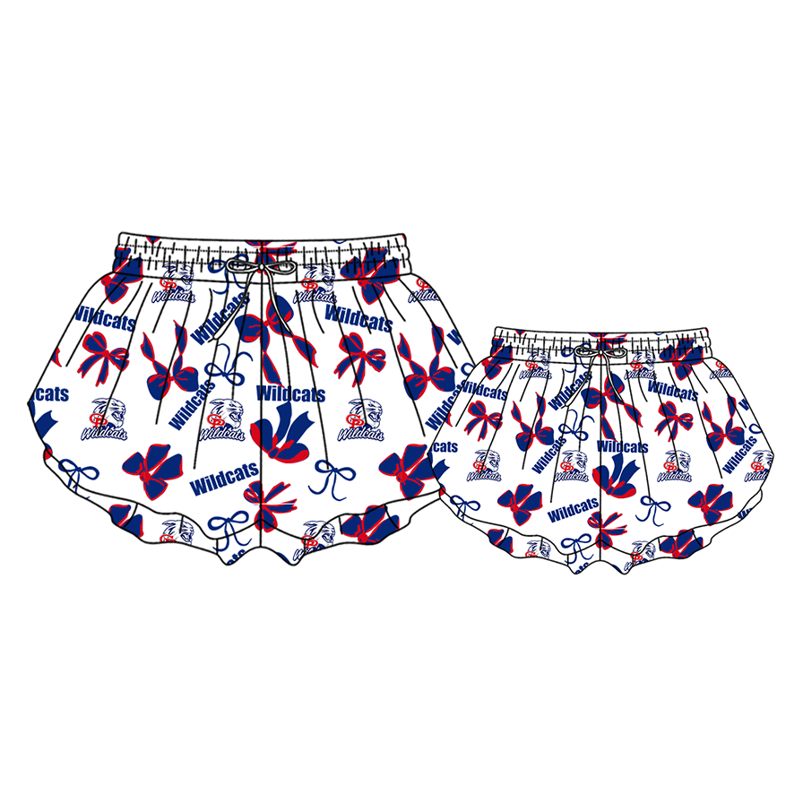 custom moq 5 mix size MSD072102 Kids And Adult Bows Print Yoga Shorts Active Wear Team Bottoms