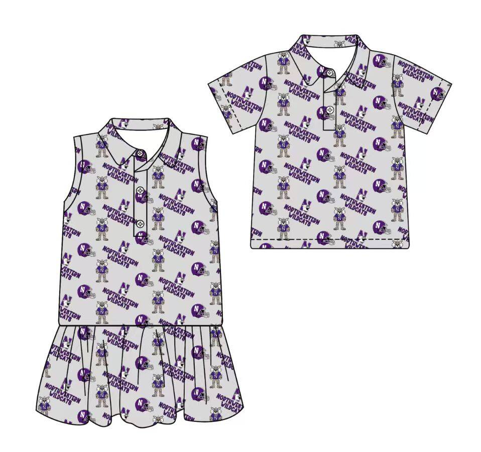 Custom moq 5 mix size milk silk summer teams Grey Sleeveless Dress for Baby Girl Short-Sleeved Polo Shirt for Boy