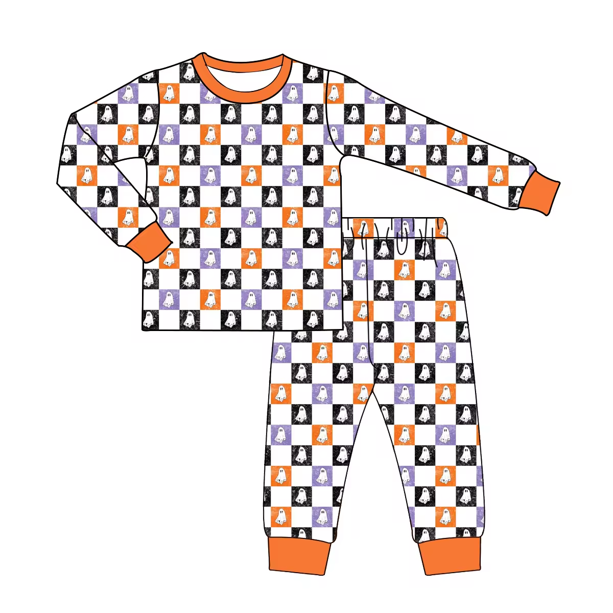 Custom moq 3 eta 6-8 weeks Ghost Checkerboard Long Sleeve Suit