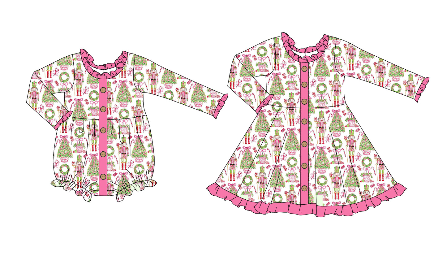 25.5.13 custom each style moq 5eta 4-6week Sibling Sisters Christmas baby girl long sleeve dress and rompers match family design