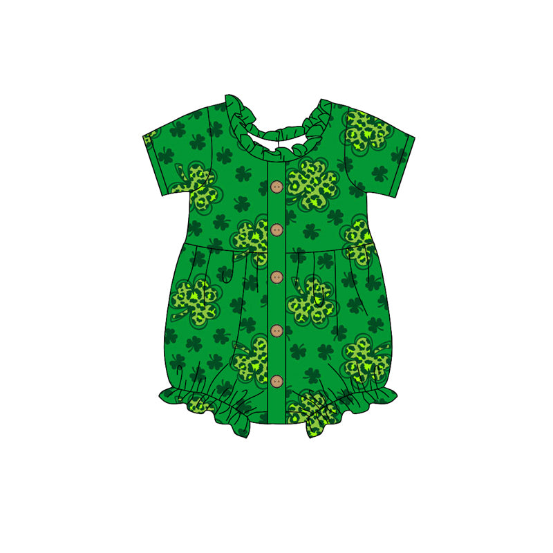 10.17 custom each style moq 5eta 4-6week Sibling Sister Four Leaf Clover green baby girl sets and dress and rompers match family design