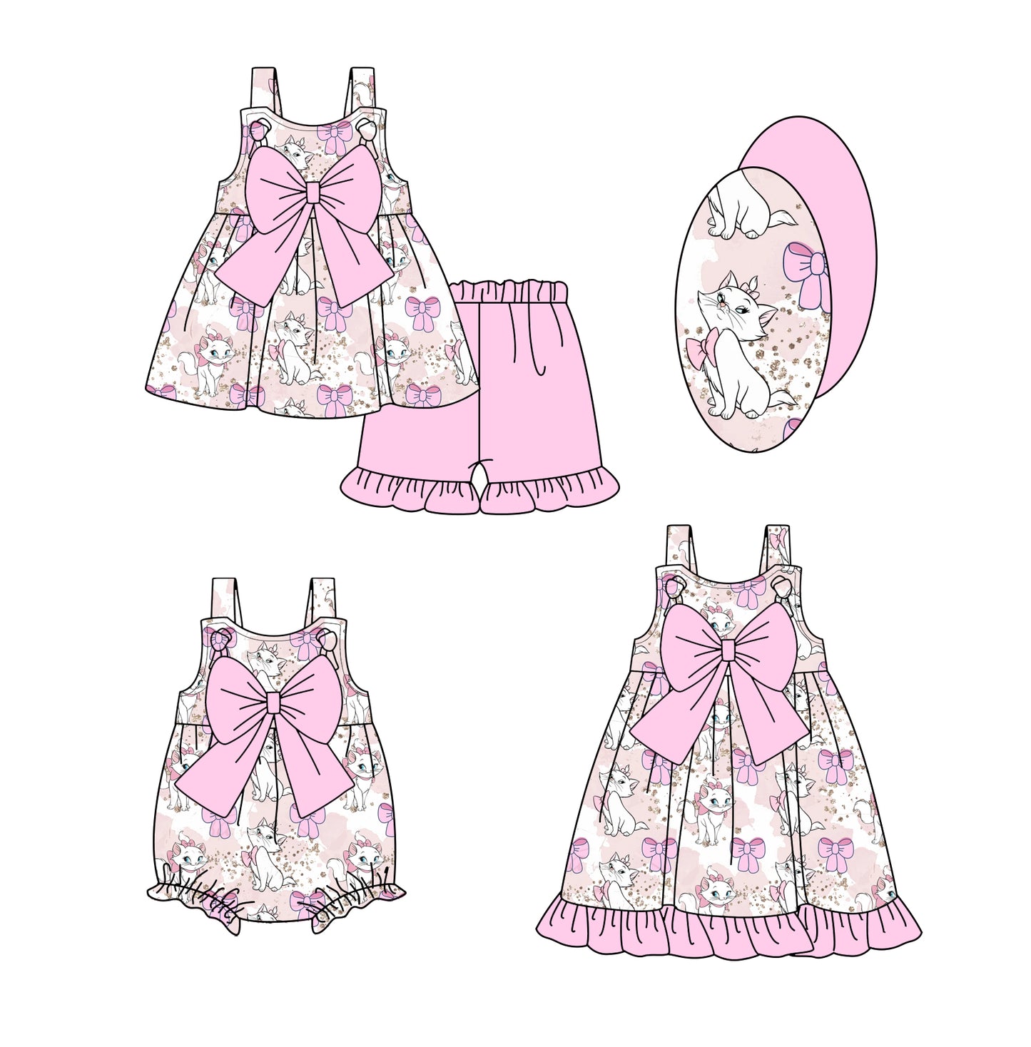 3.4 custom each style moq 5eta 4-6week Sibling Sisters baby girl short sleeve shorts sets and dress and rompers match family design