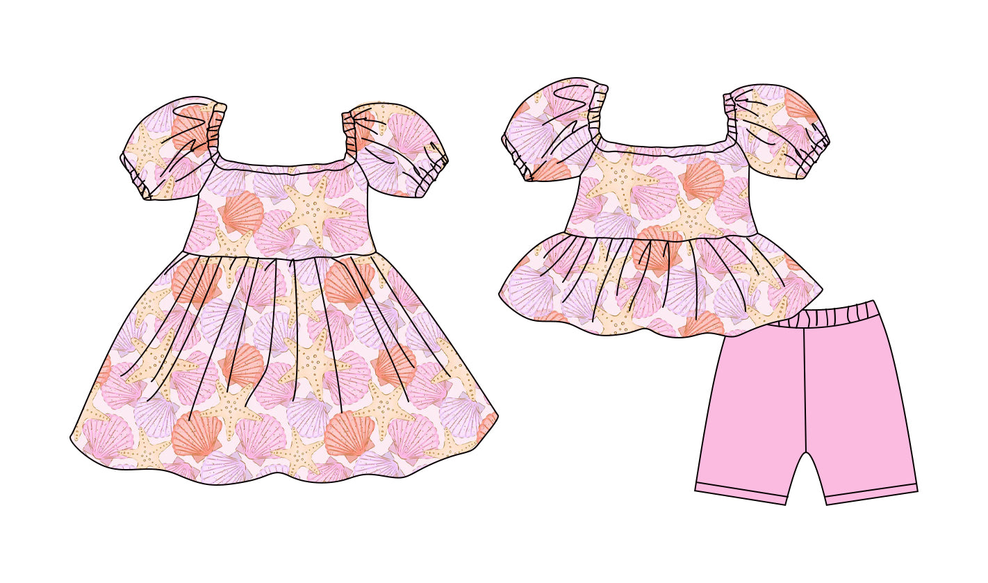 Custom moq 5 mix size Sibling Baby Girl's pink Short-Sleeved Top And Shorts Set Cute Dress Combination for Little Ones