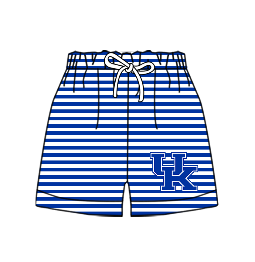 Custom moq 5 mix size milk silk summer teams Baby Blue Striped Drawstring Shorts for Children Elastic Waist Kids Summer Shorts