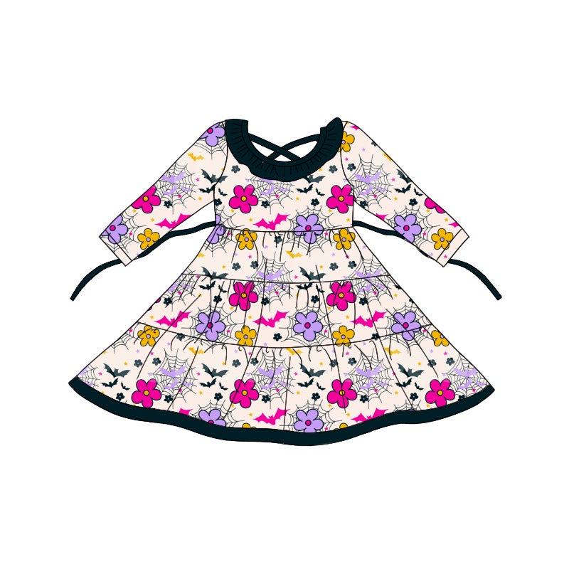 8.20 custom each style moq 5eta 4-6week baby girls clothes floral long sleeve dress