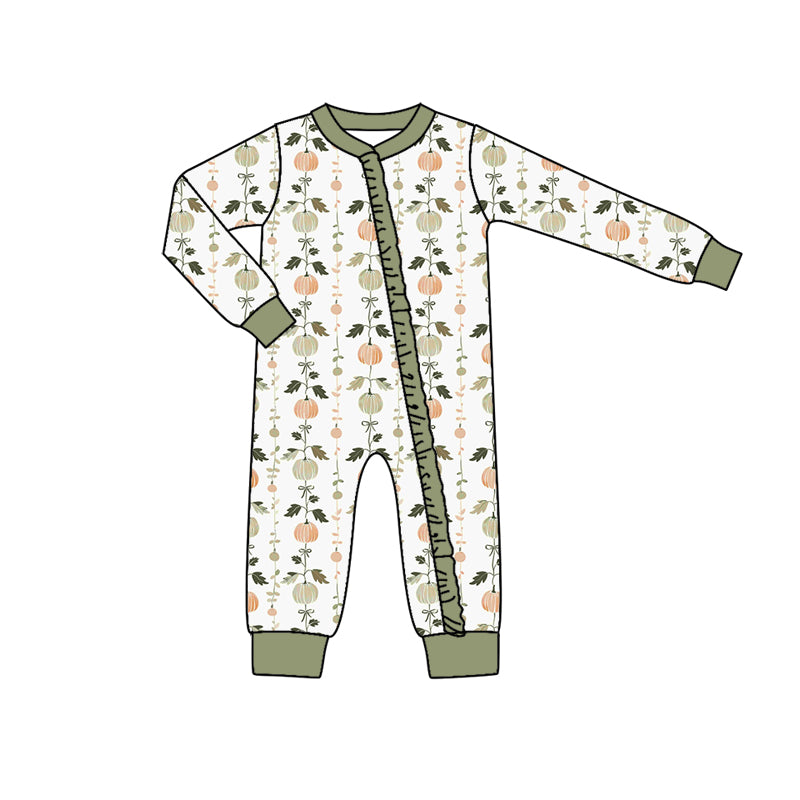 7.1 custom each style moq 5eta 4-6week Sibling Sister pumpkin light green baby girls sets and rompers match family design