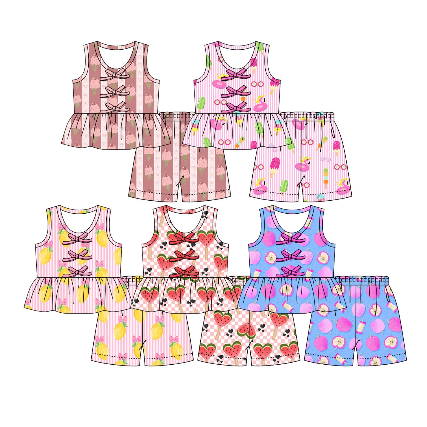 3.13 Custom moq 5 mix size Sibling Kids Sleeveless Top And Shorts Set Summer Outfit