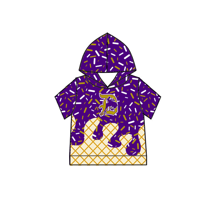 Custom moq 5 mix size milk silk baby girls clothes team purple hooded long sleeve tops and short sleeve top and dress and pants and shorts-25.7.1