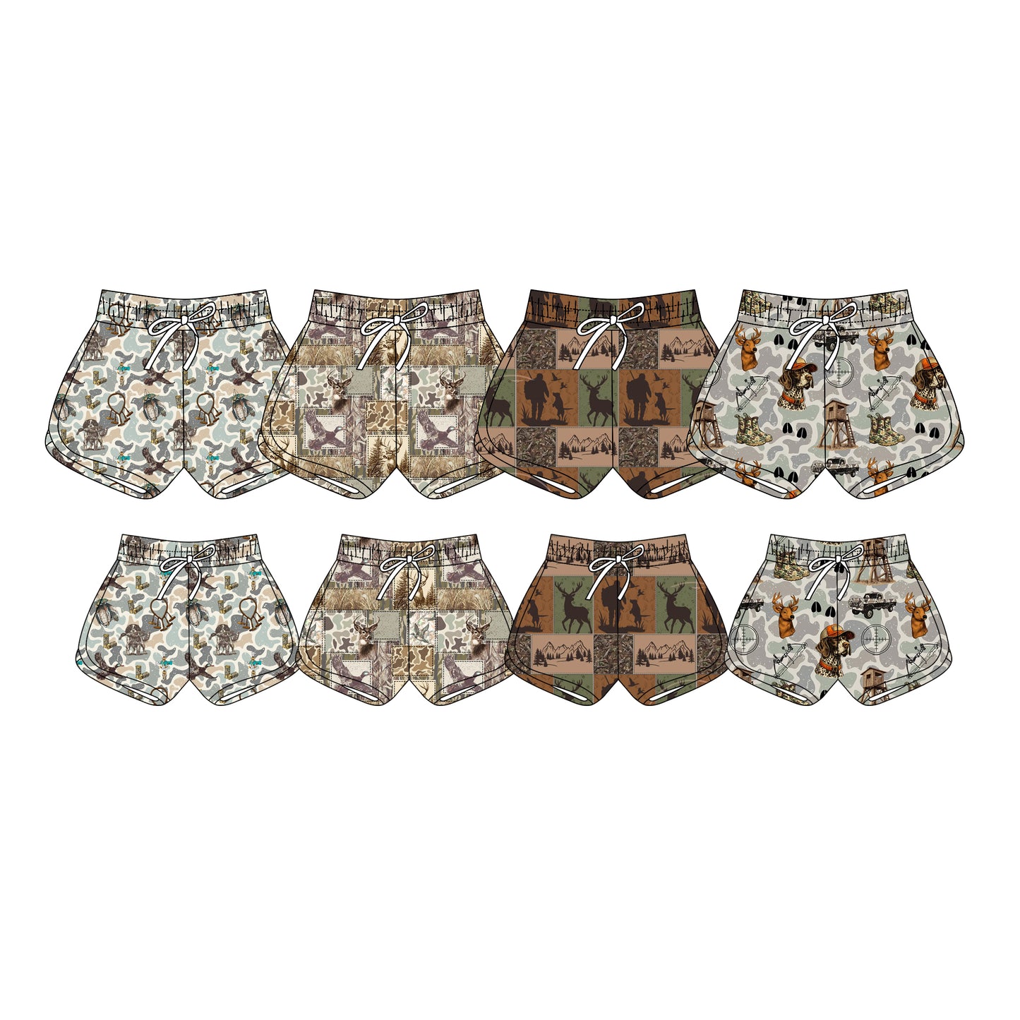 Custom moq 5 mix size Sibling adult and kids Camouflage Drawstring Breathable Shorts