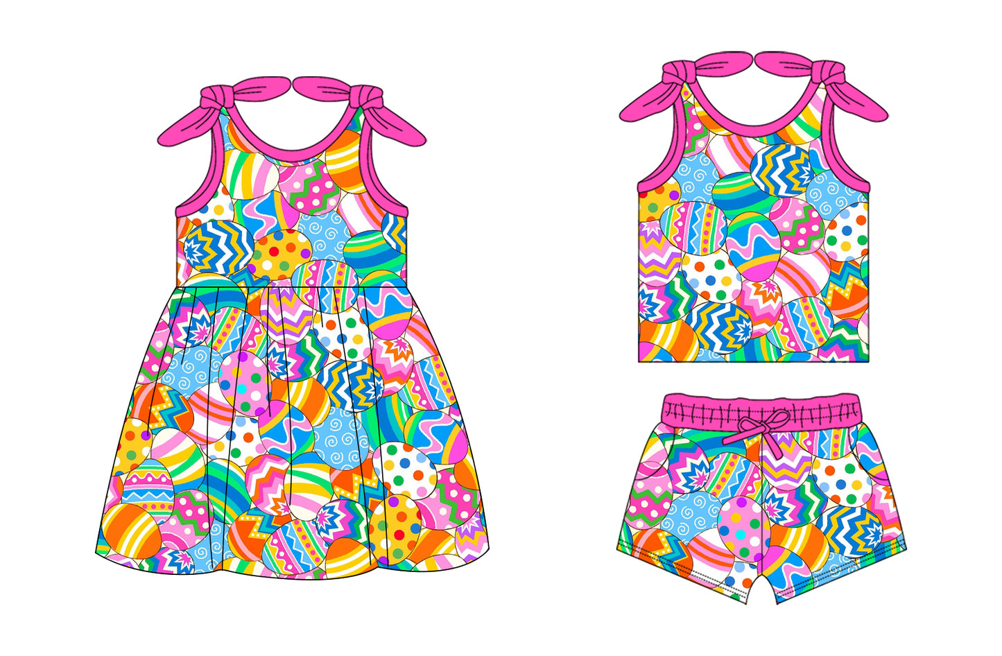 26.1.14 custom each style moq 5 eta 6-8week Sibling Sister egg baby short sleeve shorts sets and dress match design