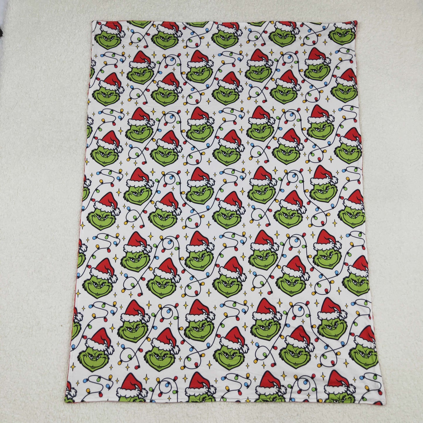 RTS NO MOQ(In Stock) BL0222 Christmas cartoon Red and White Lights Baby Blanket