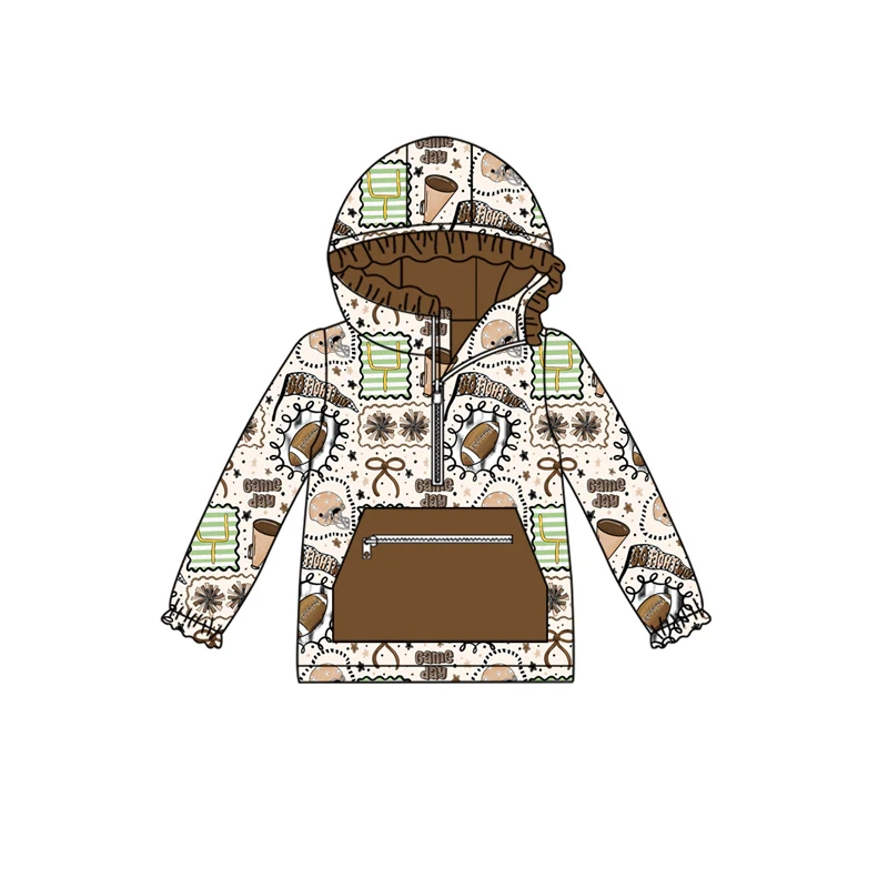 Custom moq 5 each style eta 6-7weeks baby girl clothes pocket rugby bow hooded long sleeve top-25.8.1
