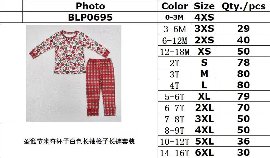Cute Clothes BLP0695 Long sleeves top plaid pants boys Christmas pajamas