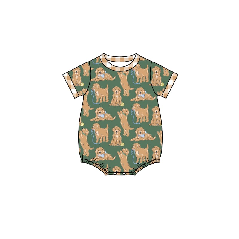 Custom moq 5 eta 6-7weeks baby boys bubble dog romper