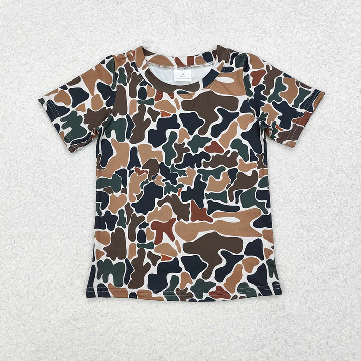 RTS NO MOQ baby boys clothes camouflage short-sleeved tops