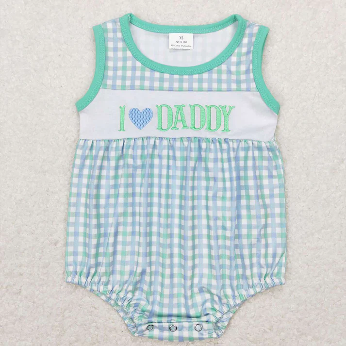 RTS NO MOQ Embroidery I LOVE DADDY short-sleeved shorts suit & and romper