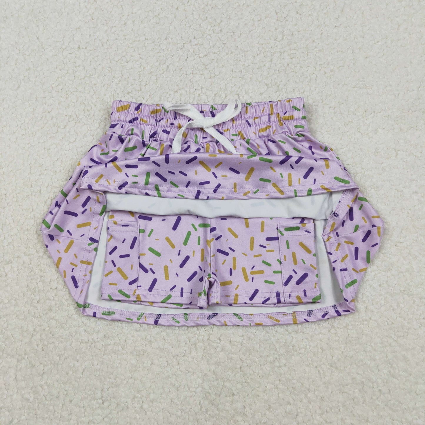 RTS NO MOQ(In Stock ) Waffle Ice Cream Light Purple Skirt