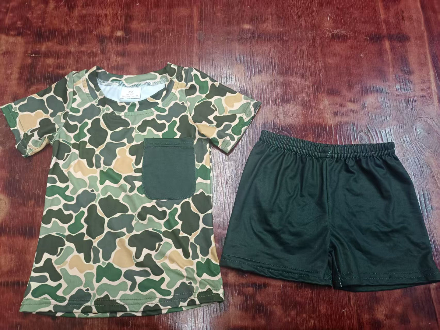 Custom moq 3 eta 6-7weeks baby boys clothes camouflage short Sleeve shorts sets