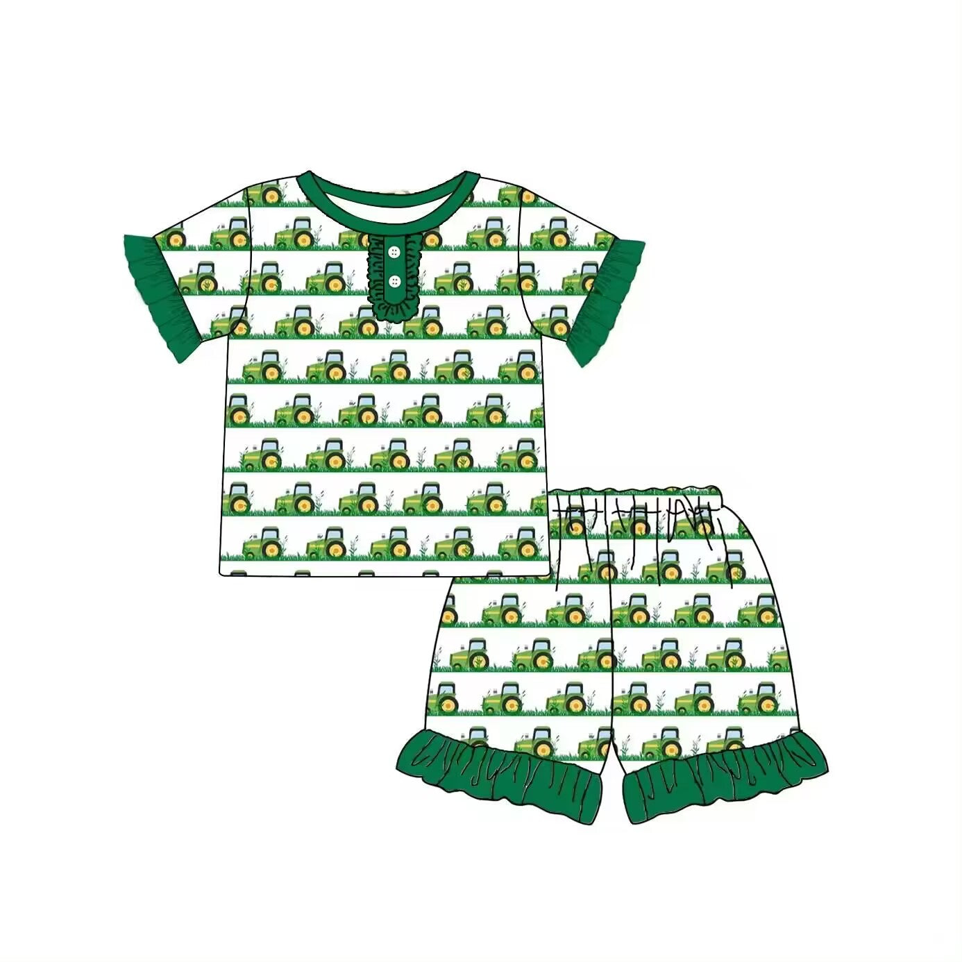 custom moq 5eta 4-5 weeks baby girl clothes green toddler girl summer pajama outfit