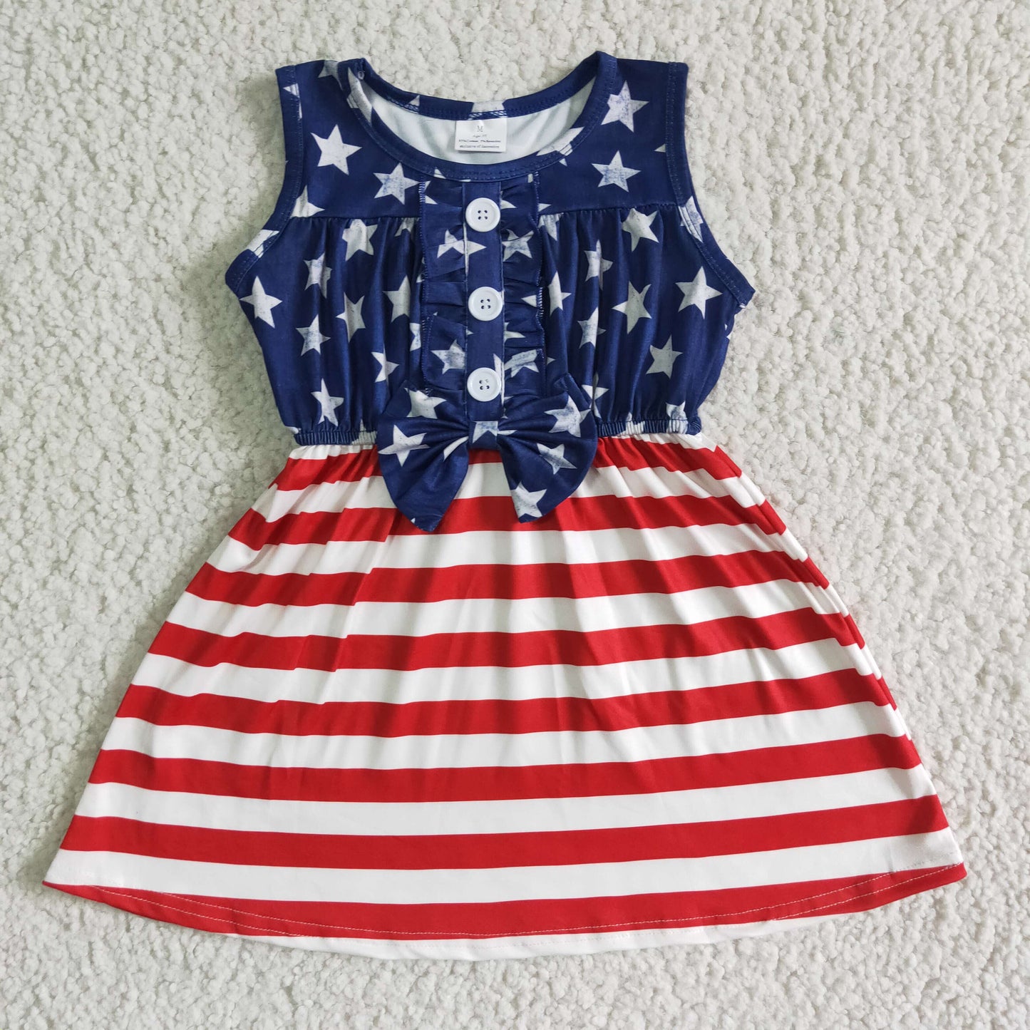 A17-12 Infant Girls Cute Star Bow Knee Length Dress