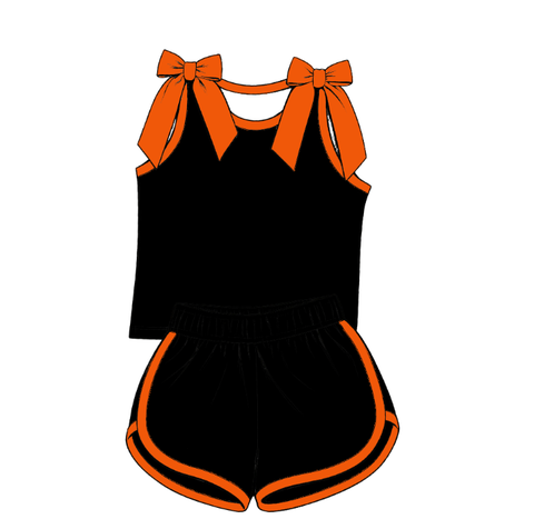 custom moq 5 mix size AASD0102 Baby Girls Long Sleeve Zip Up Top Plaid Skirt Set Solid Bow Sleeveless Top Shorts Set
