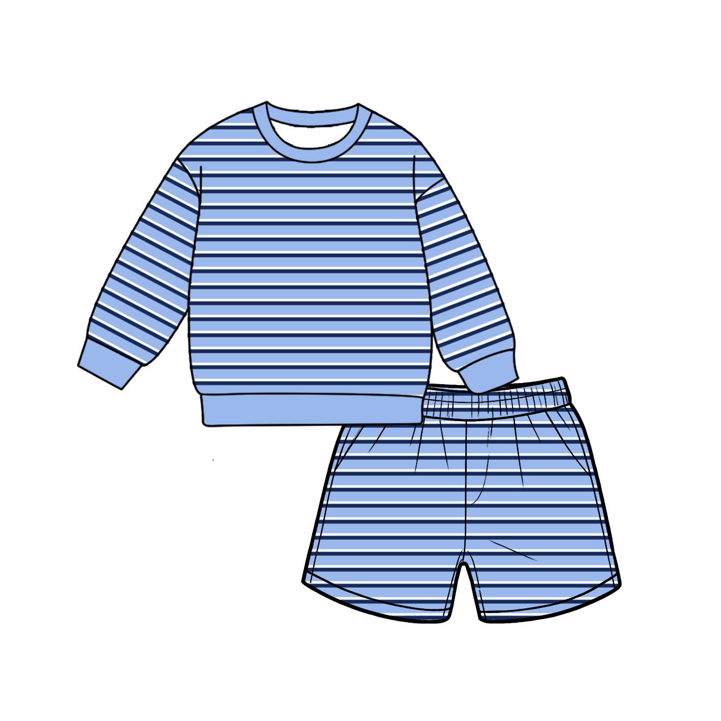 custom moq 5 mix size ARJ01 Baby Striped Long Sleeve Shorts Daily Outfit Sets