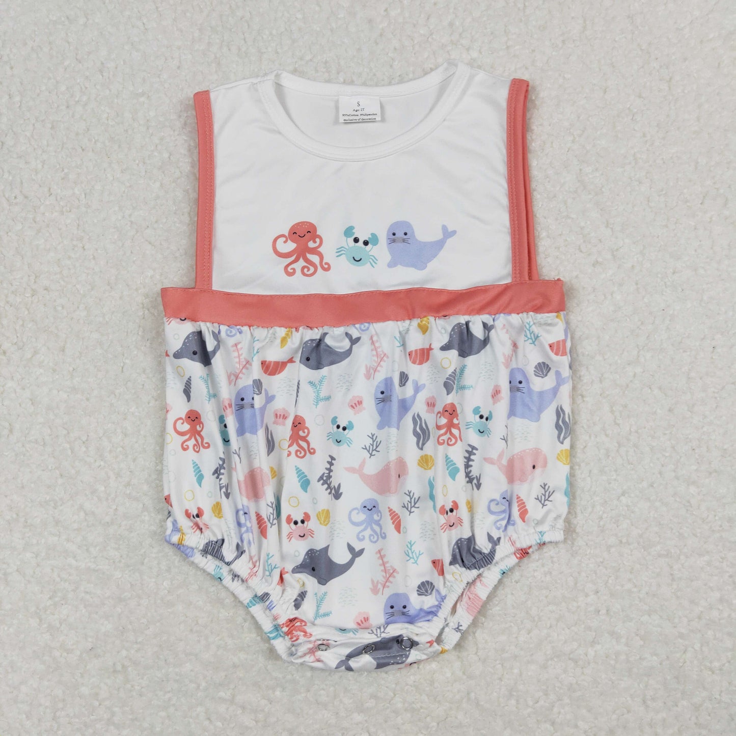 RTS NO MOQ(In Stock) Octopus Crab Seal White Vest Jumpsuit