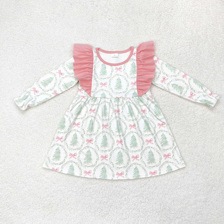 RTS NO MOQ Baby Girls Christmas Trees Sibling Rompers Dresses