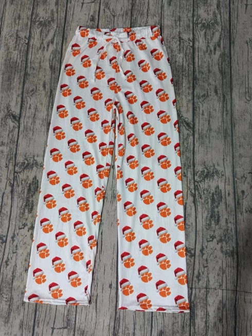 Custom moq 3 eta 6-7weeks Animal footprints white straight pants with Christmas hats