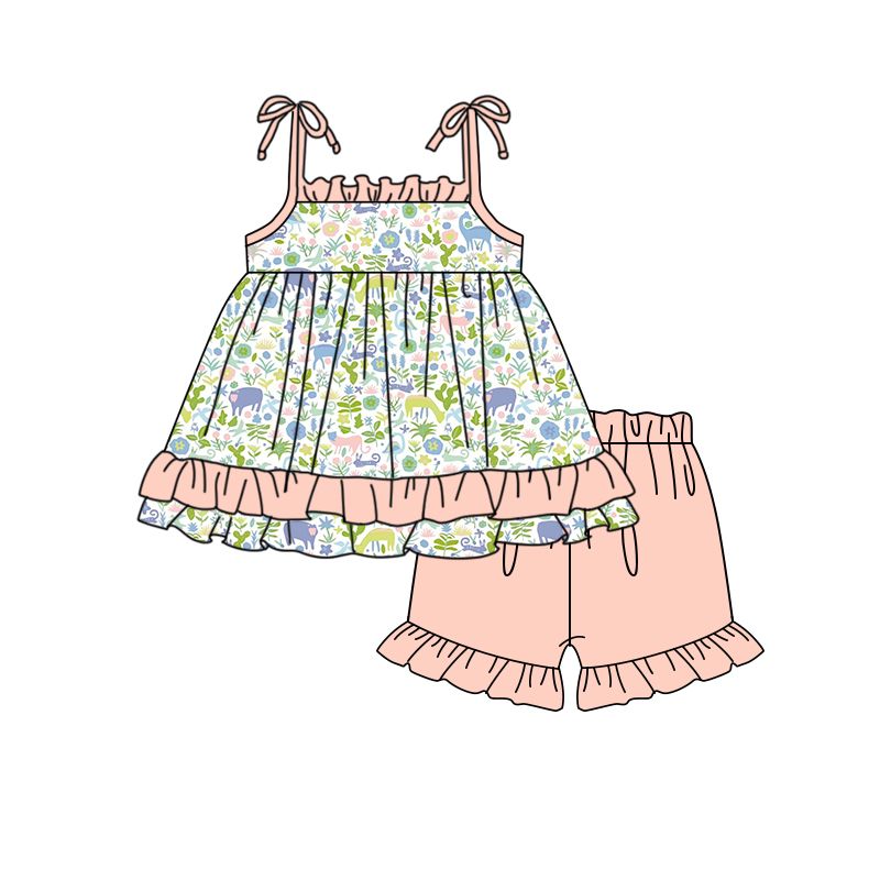 Suspender pink girl suit
