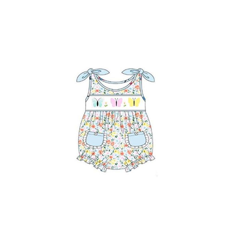 Three Butterflies Girls Romper Suit