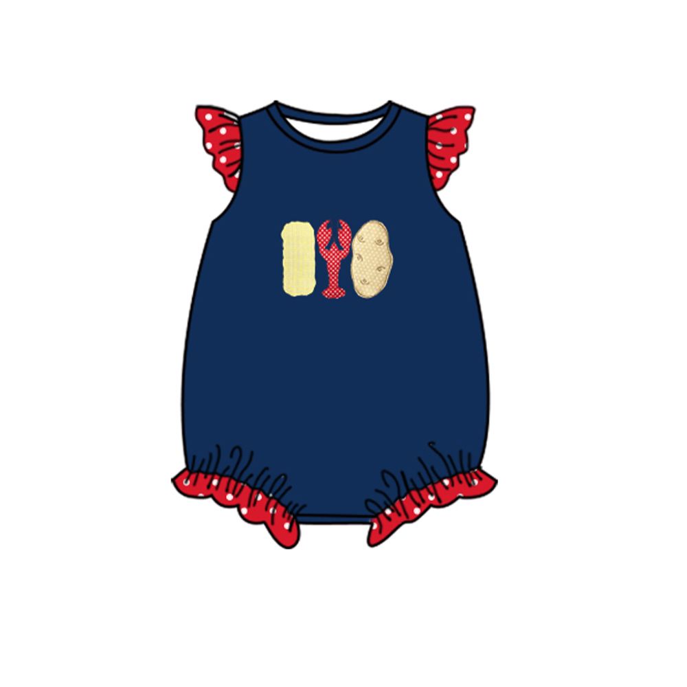 SR0739 Corn crayfish lace navy blue vest jumpsuit