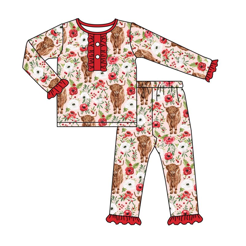 Alpine Blossom Lace Red Lace Long Sleeve Trouser Set
