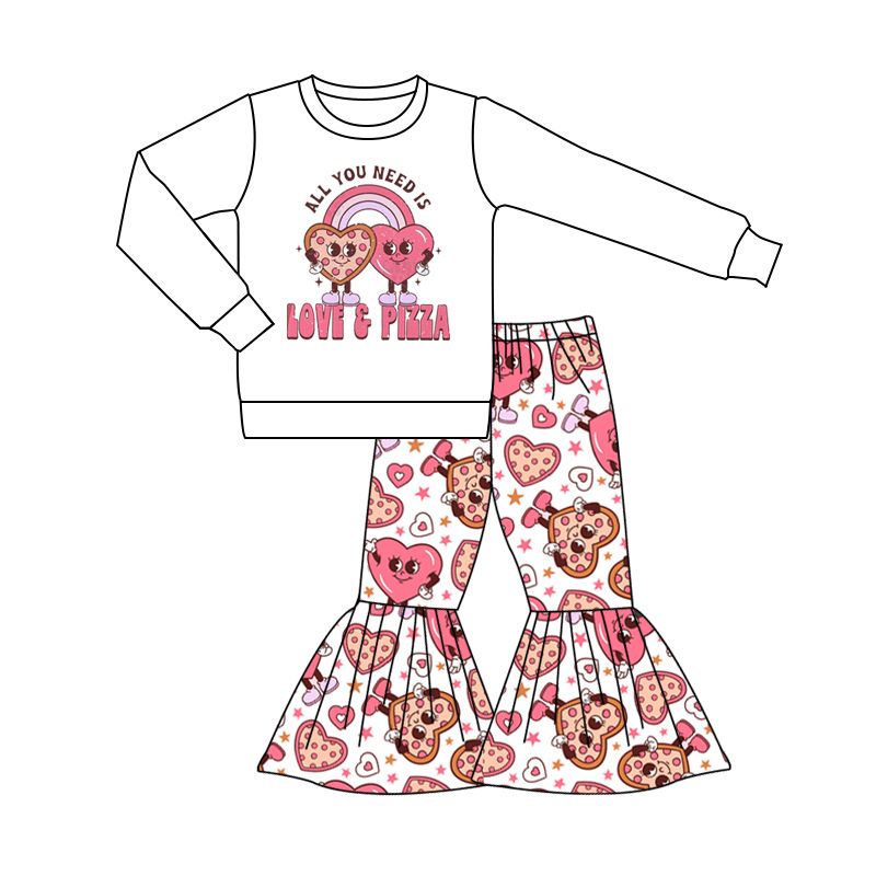 GLP1119 love pizza letters rainbow love white long sleeve trousers suit