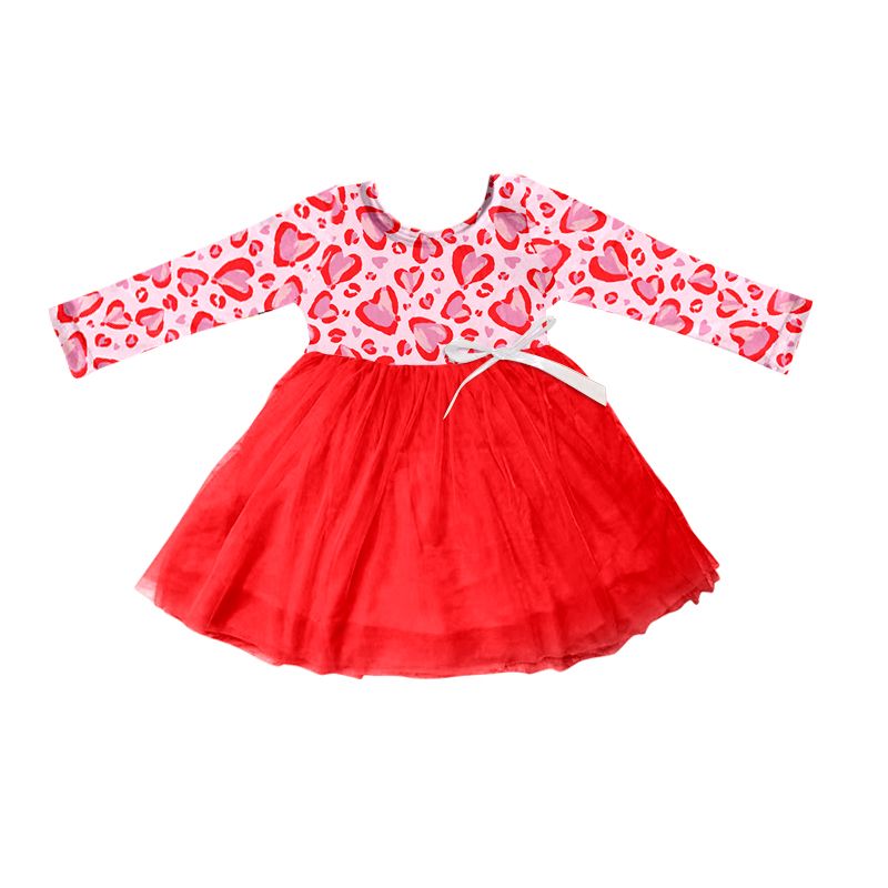 GLD0493 Love red tulle pink long-sleeved dress