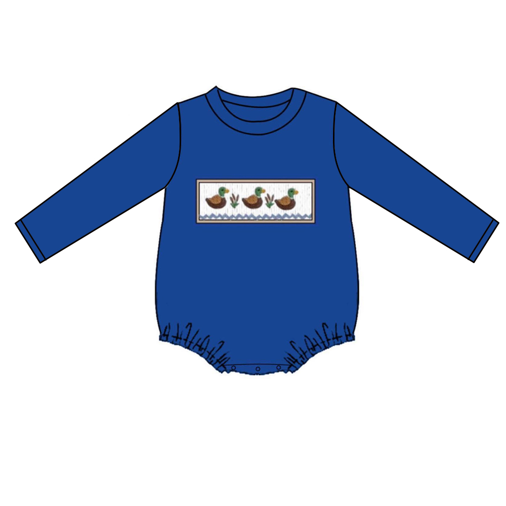 Three Mallards Blue Long Sleeve Bodysuit