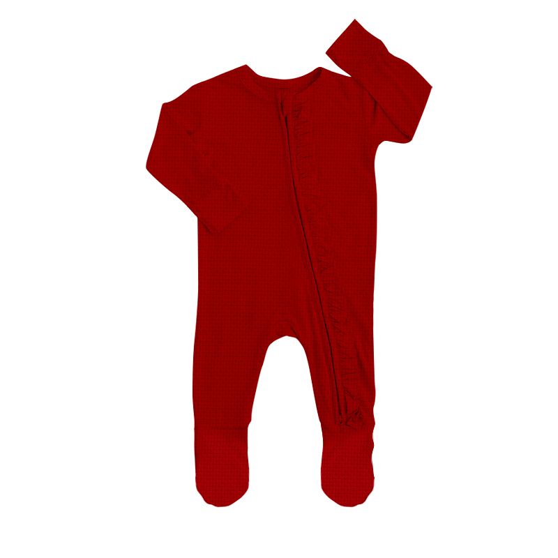 Lace Red Zip Long Sleeve Bodysuit