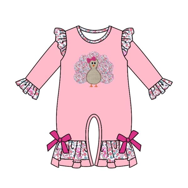 Floral Lace Turkey Pink Long Sleeve Bodysuit