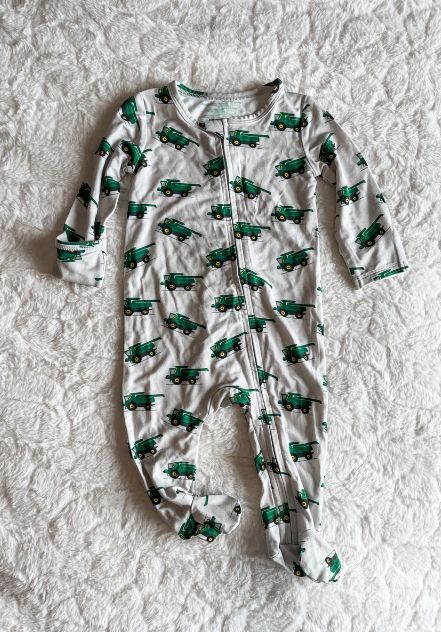 Green Truck Beige Zip Long Sleeve Bodysuit